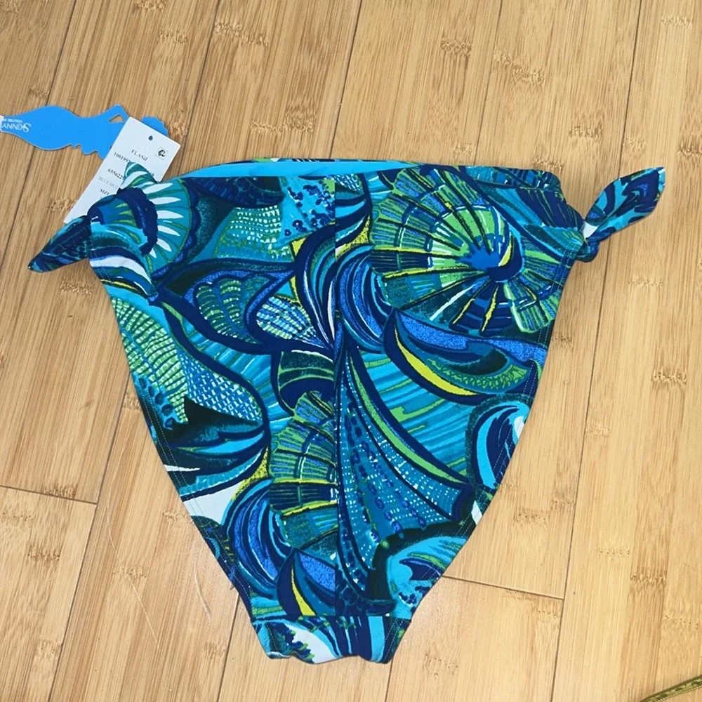 Skinny Dippers Blue MultiColored High Waisted Bikini Swim Suit Bottoms Small NWT